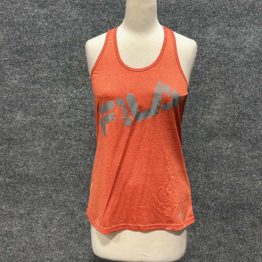 Fila Tank Top Womens Small Orange Racerback Athletic Logo Workout Shirt
